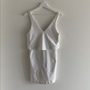 Zara white soft dress with front pockets